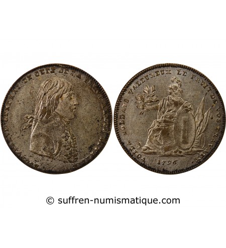 NAPOLEON BONAPARTE, CAMPAGNE D'ITALIE - JETON ETAIN 1796