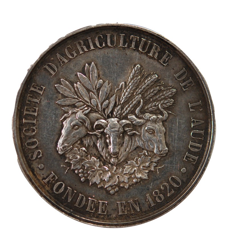 NAPOLÉON III, SOCIETE D'AGRICULTURE DE L'AUDE - JETON ARGENT - Poinçon Abeille (1860-1879)