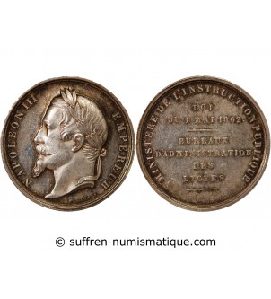 NAPOLÉON III, BUREAU DES LYCÉES - JETON ARGENT - Poinçon Abeille (1860-1879)