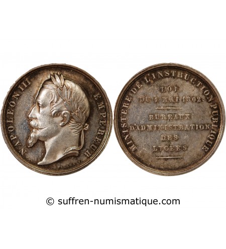 NAPOLÉON III, BUREAU DES LYCÉES - JETON ARGENT - Poinçon Abeille (1860-1879)