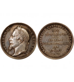 NAPOLÉON III, BUREAU DES LYCÉES - JETON ARGENT - Poinçon Abeille (1860-1879) 2