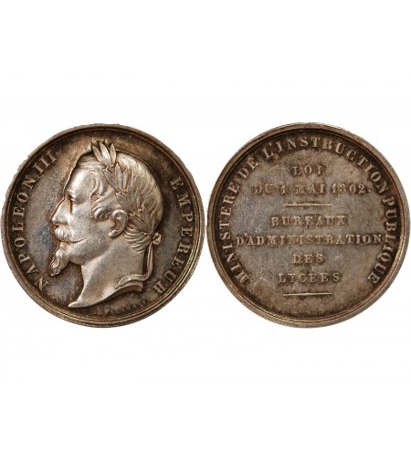 NAPOLÉON III, BUREAU DES LYCÉES - JETON ARGENT - Poinçon Abeille (1860-1879)