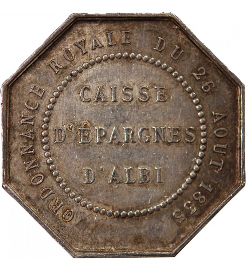 CAISSE D'EPARGNE D'ALBI - JETON ARGENT poinçon Abeille (1860-1880)