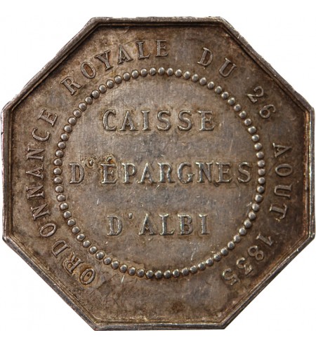 CAISSE D'EPARGNE D'ALBI - JETON ARGENT poinçon Abeille (1860-1880)