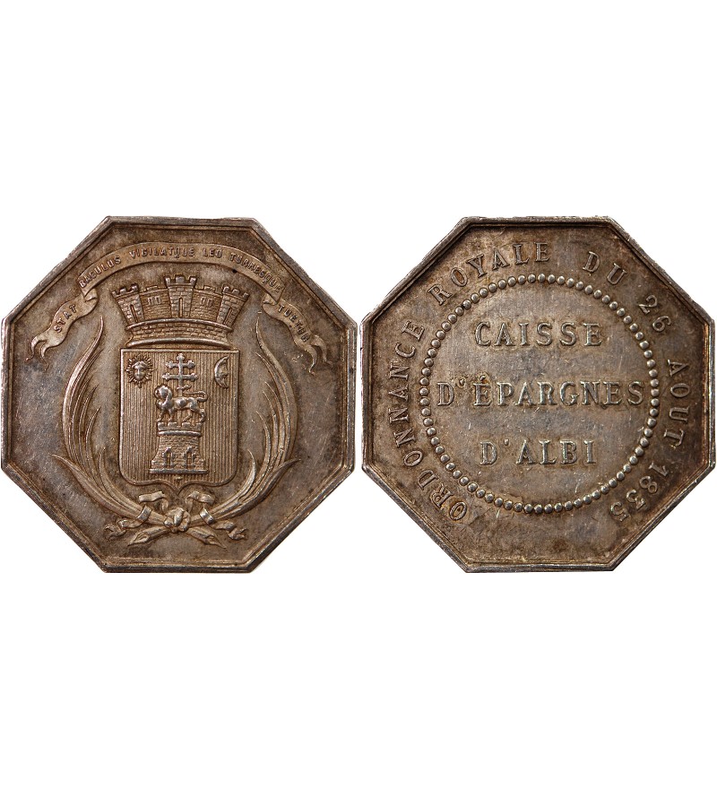 CAISSE D'EPARGNE D'ALBI - JETON ARGENT poinçon Abeille (1860-1880)