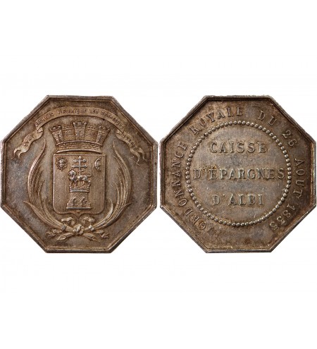 CAISSE D'EPARGNE D'ALBI - JETON ARGENT poinçon Abeille (1860-1880)