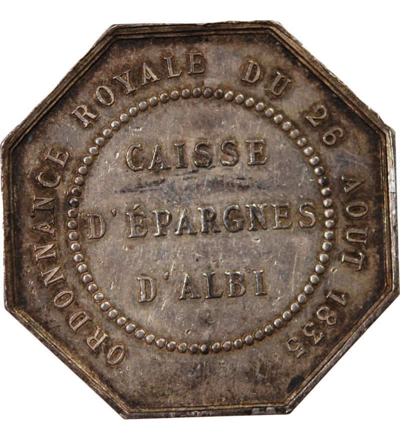 CAISSE D'EPARGNE D'ALBI - JETON ARGENT poinçon Abeille (1860-1880)