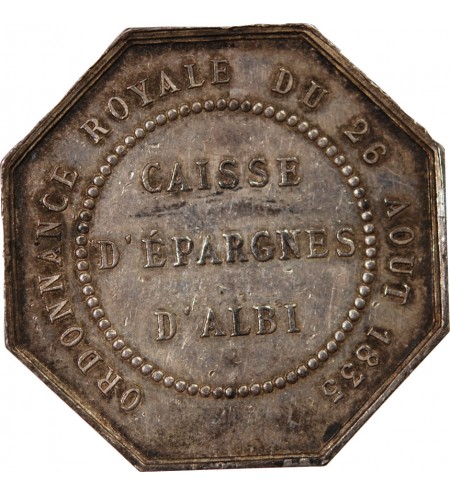 CAISSE D'EPARGNE D'ALBI - JETON ARGENT poinçon Abeille (1860-1880)