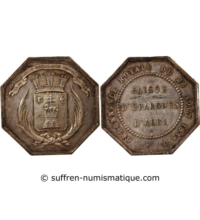 CAISSE D'EPARGNE D'ALBI - JETON ARGENT poinçon Abeille (1860-1880)