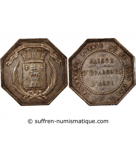 CAISSE D'EPARGNE D'ALBI - JETON ARGENT poinçon Abeille (1860-1880)
