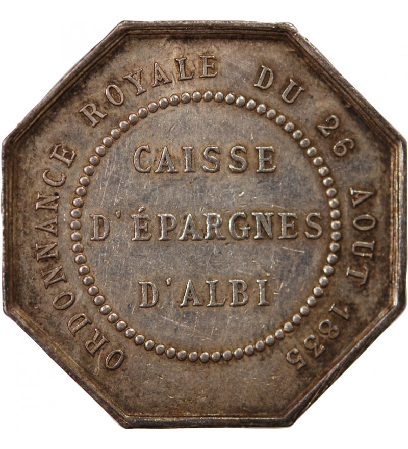 CAISSE D'EPARGNE D'ALBI - JETON ARGENT poinçon Abeille (1860-1880)