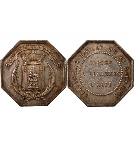 CAISSE D'EPARGNE D'ALBI - JETON ARGENT poinçon Abeille (1860-1880)