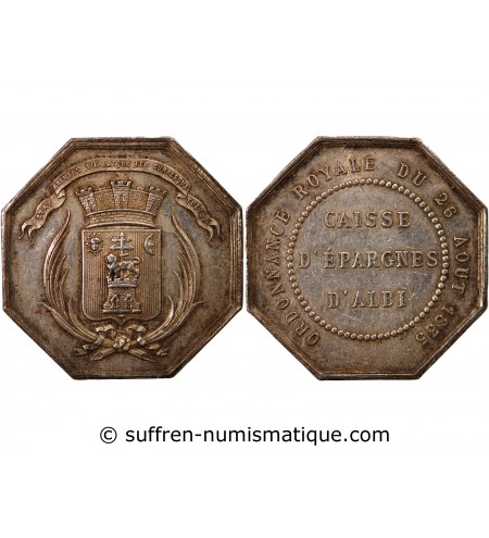 CAISSE D'EPARGNE D'ALBI - JETON ARGENT poinçon Abeille (1860-1880)