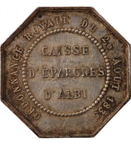 CAISSE D'EPARGNE D'ALBI - JETON ARGENT poinçon Abeille (1860-1880)