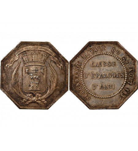 CAISSE D'EPARGNE D'ALBI - JETON ARGENT poinçon Abeille (1860-1880)