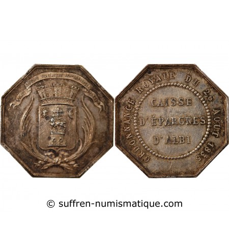 CAISSE D'EPARGNE D'ALBI - JETON ARGENT poinçon Abeille (1860-1880)