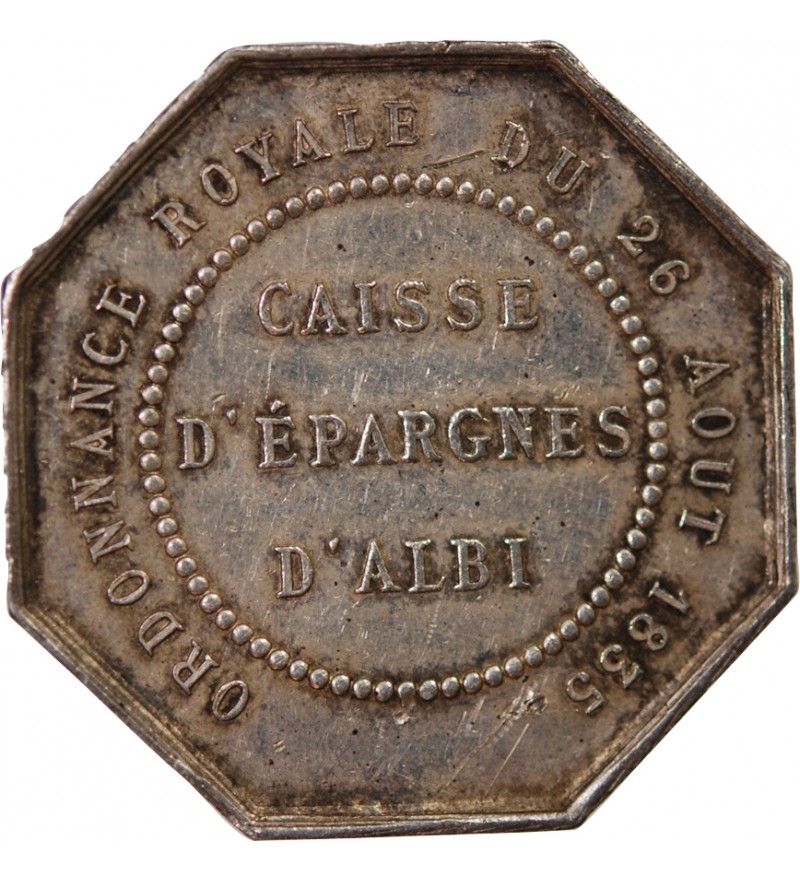 CAISSE D'EPARGNE D'ALBI - JETON ARGENT poinçon Abeille (1860-1880)