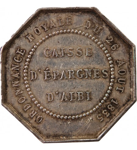 CAISSE D'EPARGNE D'ALBI - JETON ARGENT poinçon Abeille (1860-1880)