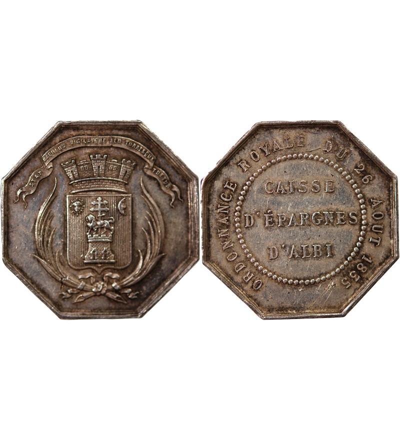CAISSE D'EPARGNE D'ALBI - JETON ARGENT poinçon Abeille (1860-1880)