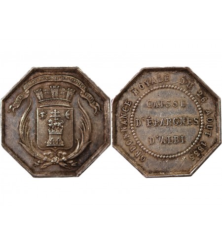 CAISSE D'EPARGNE D'ALBI - JETON ARGENT poinçon Abeille (1860-1880)