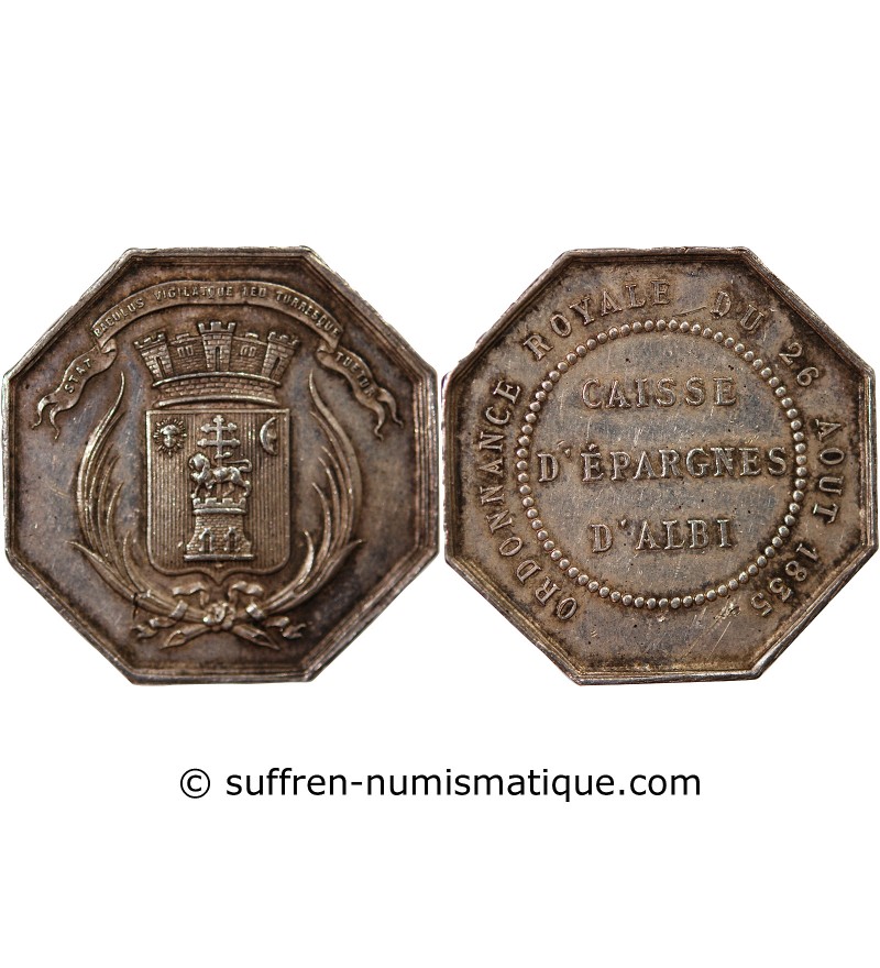 CAISSE D'EPARGNE D'ALBI - JETON ARGENT poinçon Abeille (1860-1880)