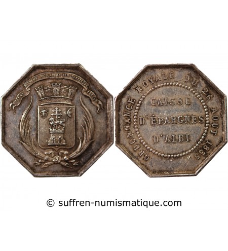 CAISSE D'EPARGNE D'ALBI - JETON ARGENT poinçon Abeille (1860-1880)
