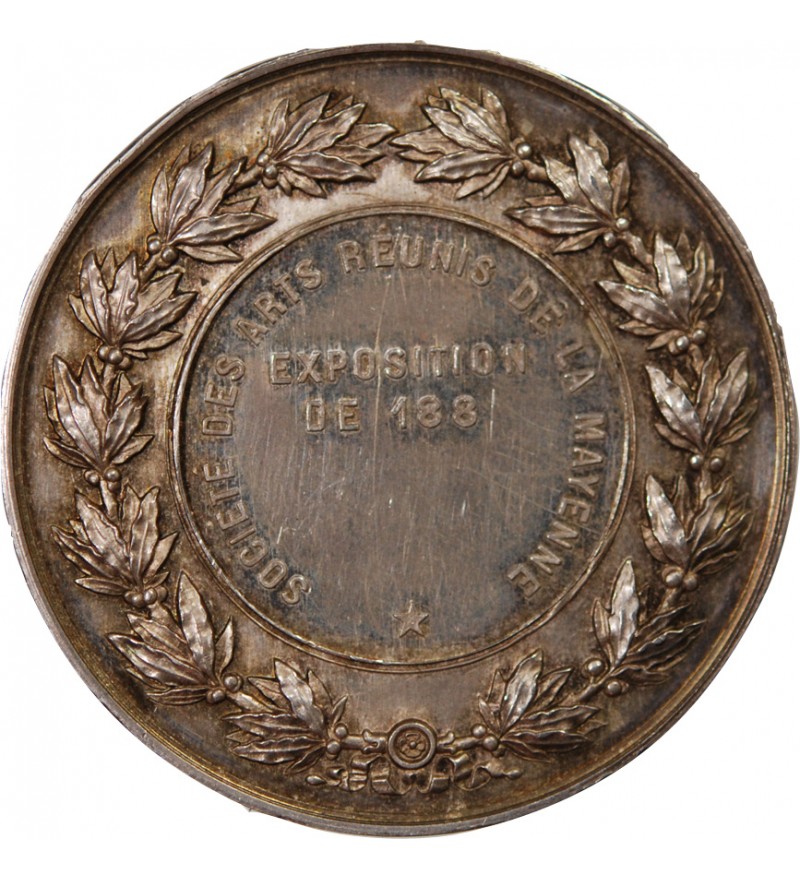 SOCIETE DES ARTS REUNIS DE LA MAYENNE - MEDAILLE ARGENT Poinçon Corne (après 1879)