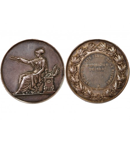 SOCIETE DES ARTS REUNIS DE LA MAYENNE - MEDAILLE ARGENT Poinçon Corne (après 1879)
