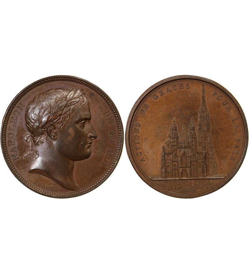 NAPOLÉON Ier, CATHEDRALE SAINT-ETIENNE DE VIENNE - MEDAILLE BRONZE 1805