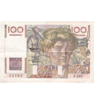 FRANCE, JEUNE PAYSAN - 100 FRANCS 02/01/1953 - SÉRIE F.531 - TTB 2