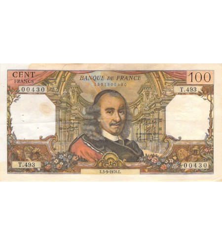 FRANCE, CORNEILLE - 100 FRANCS 03/09/1970 - SÉRIE T.493 - TTB