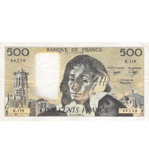 FRANCE, PASCAL - 500 FRANCS 04/09/1980 - SÉRIE K.118 - PTTB