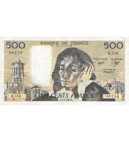 FRANCE, PASCAL - 500 FRANCS 04/09/1980 - SÉRIE K.118 - PTTB