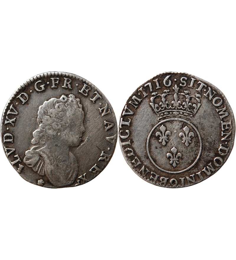 LOUIS XV﻿ - 1/10 ECU VERTUGADIN 1716 9 RENNES﻿