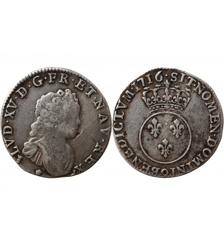 LOUIS XV﻿ - 1/10 ECU VERTUGADIN 1716 9 RENNES﻿