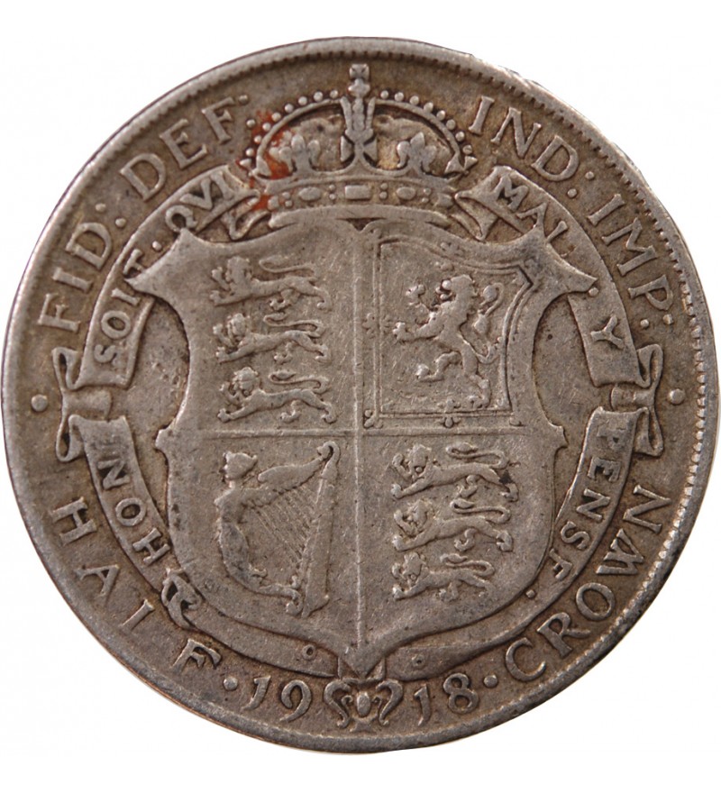 GRANDE-BRETAGNE, GEORGES V - HALF CROWN ARGENT 1918