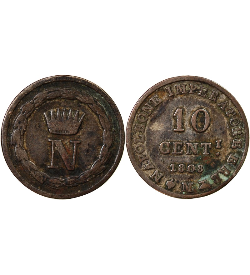 ITALIE, NAPOLEON 1er - 10 CENTESIMI 1808 M MILAN