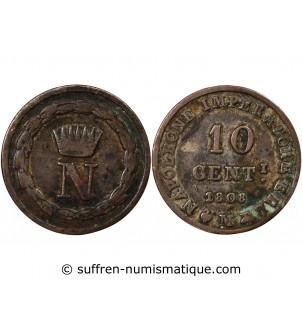 ITALIE, NAPOLEON 1er - 10 CENTESIMI 1808 M MILAN