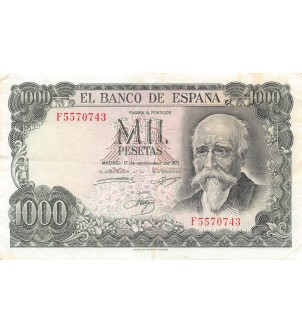 ESPAGNE,  JOSE ECHEGARAY - 1000 PESETAS 1971 - TTB 2
