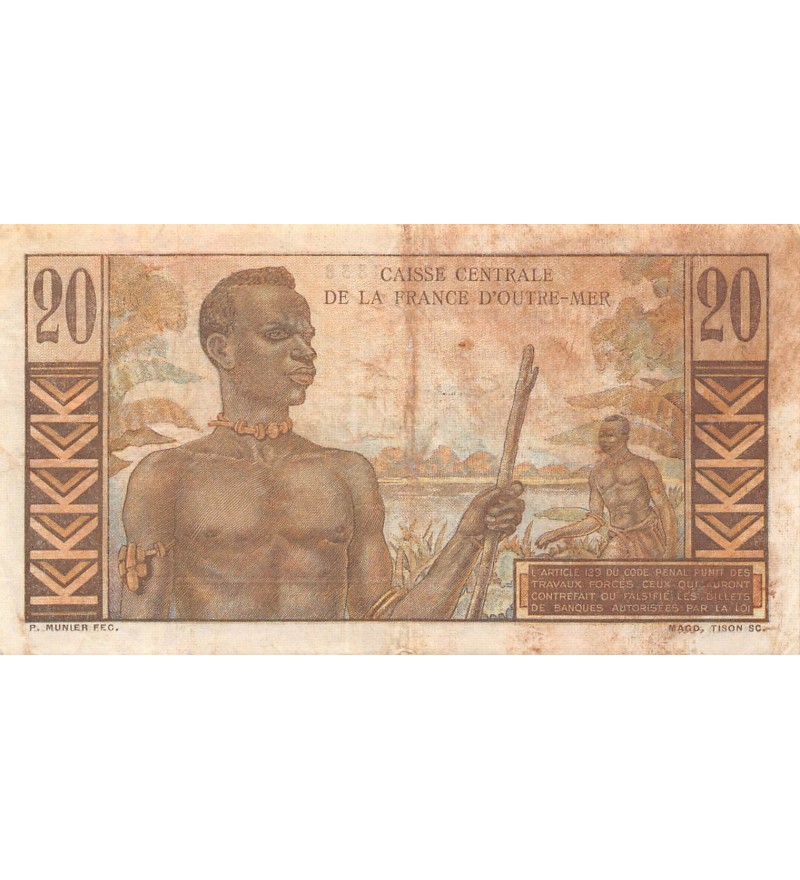 AFRIQUE ÉQUATORIALE FRANCAISE - 20 FRANCS (1947) GENTIL - SÉRIE J.10 - B+