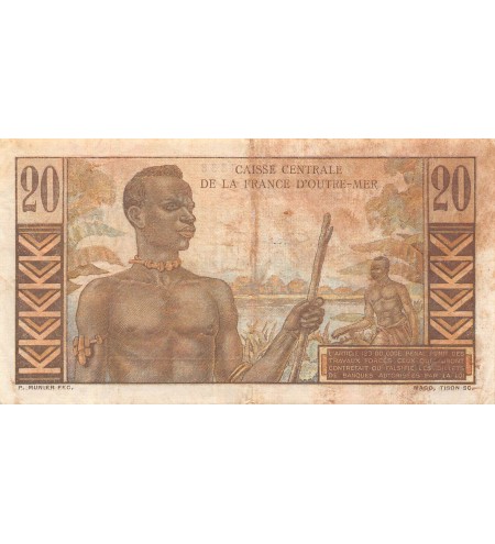 AFRIQUE ÉQUATORIALE FRANCAISE - 20 FRANCS (1947) GENTIL - SÉRIE J.10 - B+