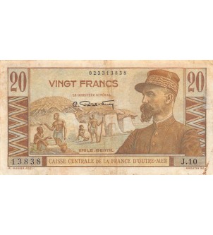 AFRIQUE ÉQUATORIALE FRANCAISE - 20 FRANCS (1947) GENTIL - SÉRIE J.10 - B+ 2