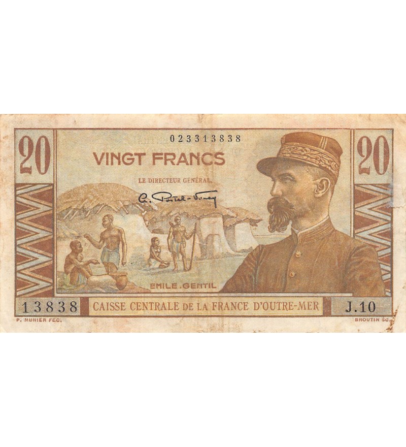 AFRIQUE ÉQUATORIALE FRANCAISE - 20 FRANCS (1947) GENTIL - SÉRIE J.10 - B+