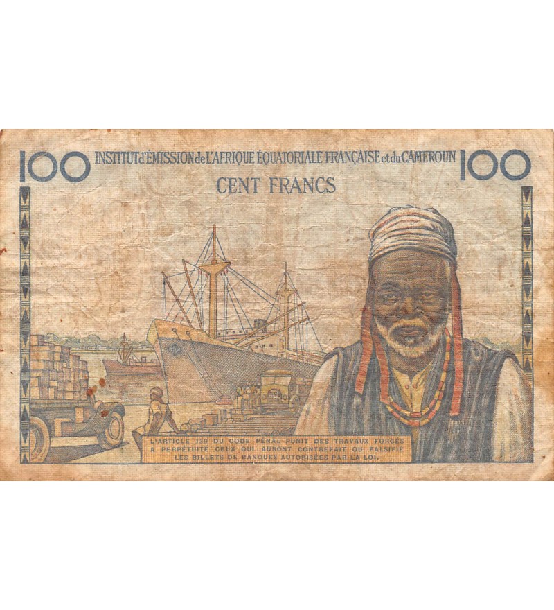 AFRIQUE ÉQUATORIALE FRANCAISE ET CAMEROUN - 100 FRANCS FELIX EBOUE - B+