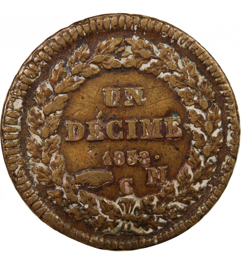 MONACO, HONORÉ V - DÉCIME 1838 MC