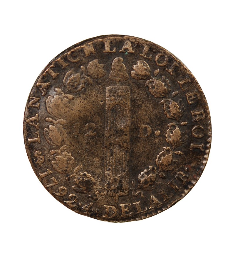LOUIS XVI, CONSTITUTION - 12 DENIERS 1792 A PARIS