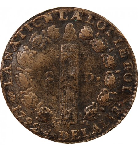 LOUIS XVI, CONSTITUTION - 12 DENIERS 1792 A PARIS