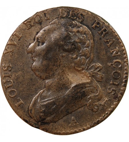 LOUIS XVI, CONSTITUTION - 12 DENIERS 1792 A PARIS