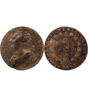 LOUIS XVI, CONSTITUTION - 12 DENIERS 1792 A PARIS 2