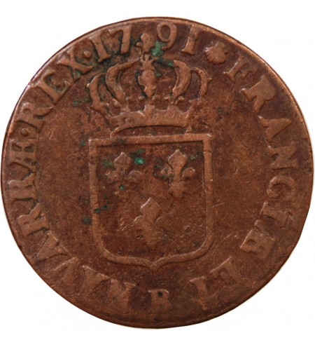 LOUIS XVI - SOL A L'ECU 1791 B ROUEN